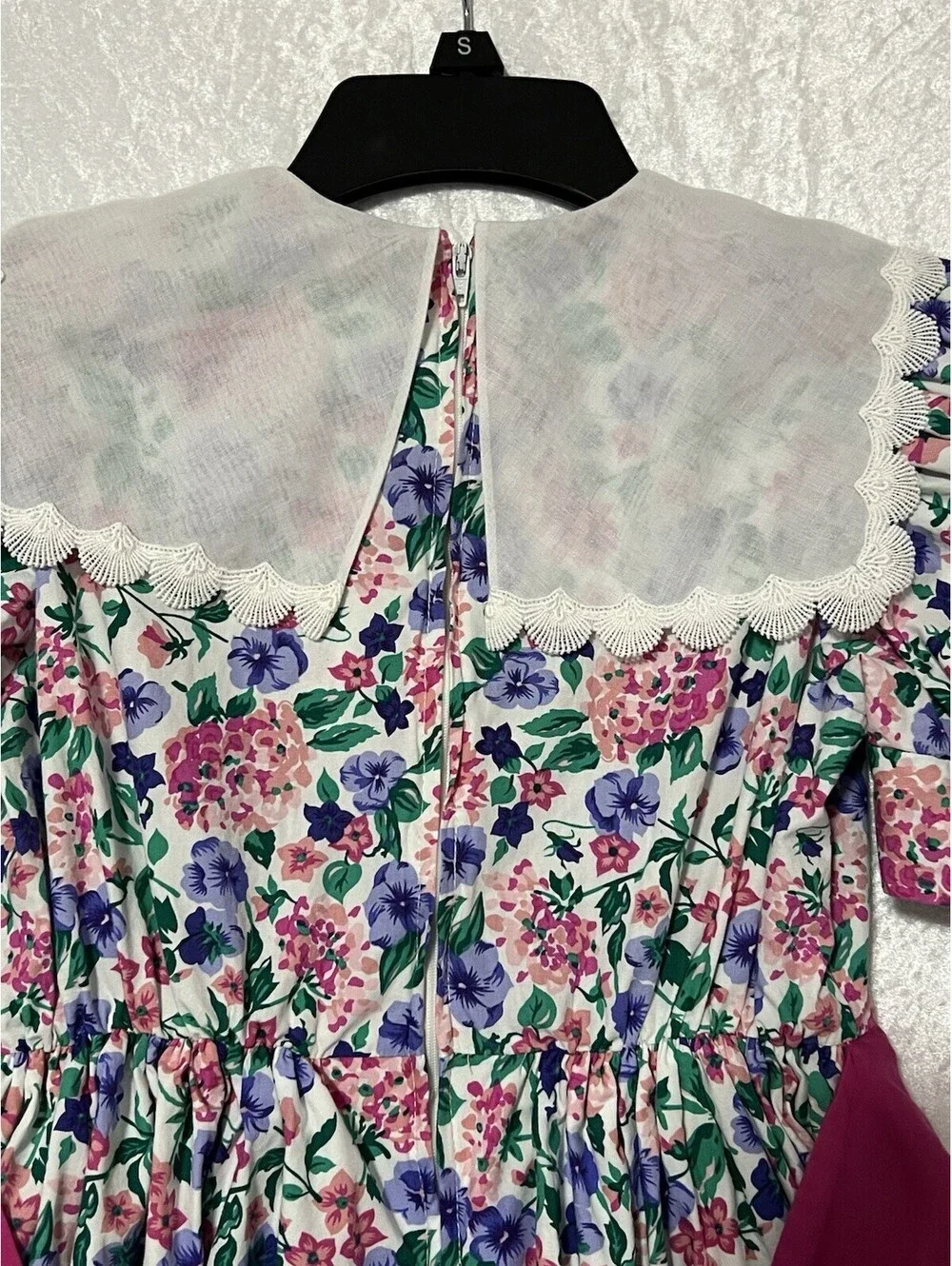Jane Copeland Vintage VTG Girls Size 10 Floral Dress Pink Purple Short Sleeve